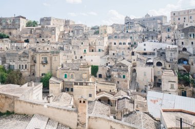 İtalya 'nın ortaçağ şehri Matera' nın şehir manzarası