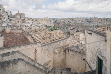 İtalya 'nın ortaçağ şehri Matera' nın şehir manzarası