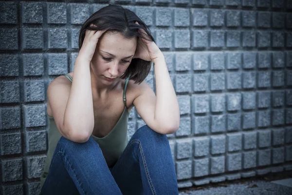 Depressed Anxious Young Girl Portrait — Stock Photo, Image