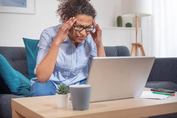 Slim Werkconcept Zwart Vrouw Home Office Portret — Stockfoto