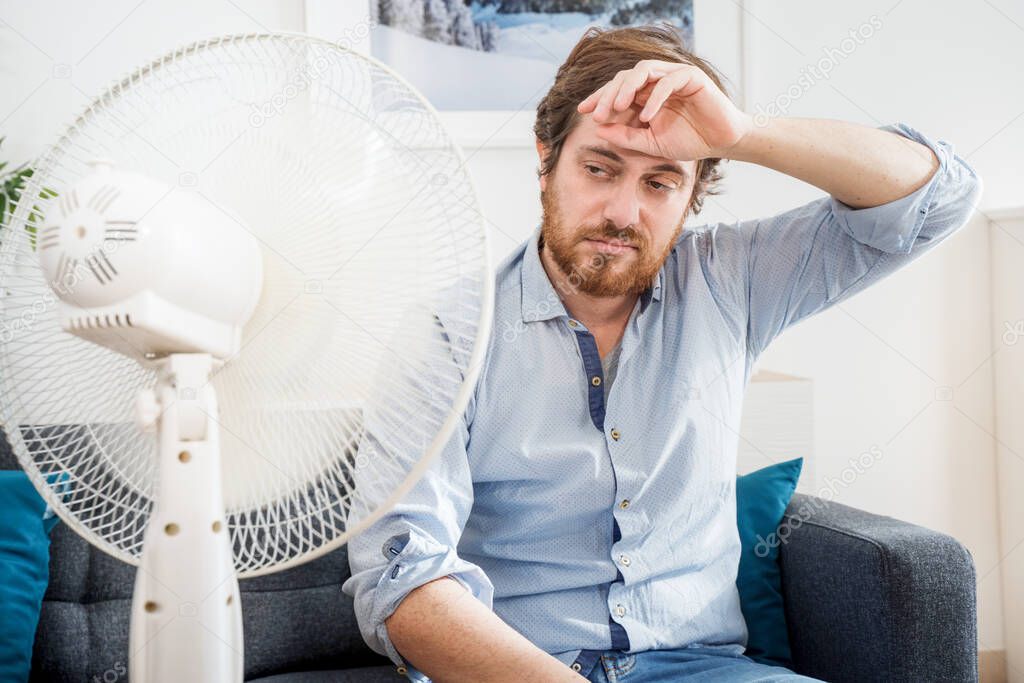 One man trying to refresh during hot summer