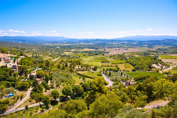 Uitzicht op Provence dorp dak en landschap. — Stockfoto