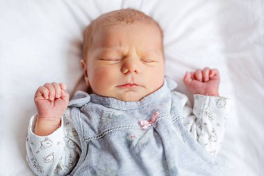 Uyuyan sevimli yeni doğan bebek kız portresi