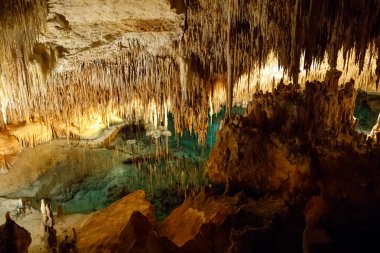 Dragon caves on Majorca, Spain. Beautiful nature caves on Mallorca, Balearic island. Popular tourist destination clipart
