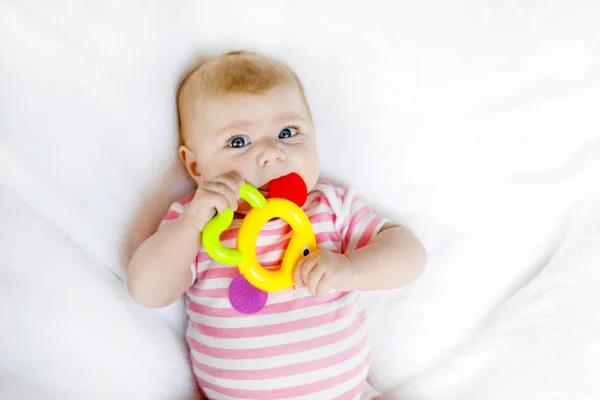 Cute adorable two months baby sucking fist. — Stock Photo, Image