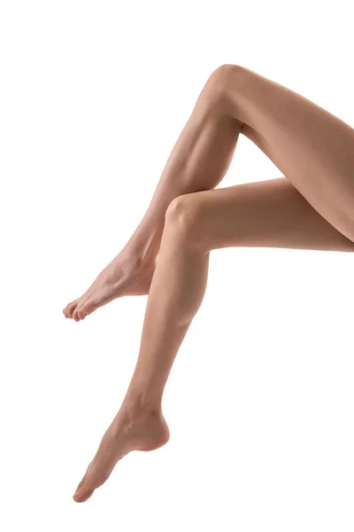 Beautiful Bare Woman Legs White Background — Stock Photo, Image