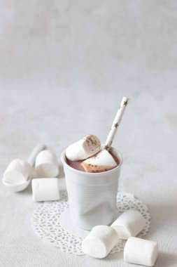 Krema ve tarçın ile sıcak kakao içecek