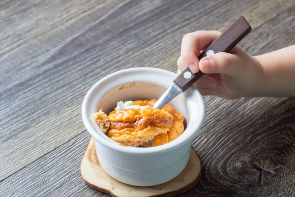 Tomato caserrole (Flan-tomato cake or souffle) with cream cheese.