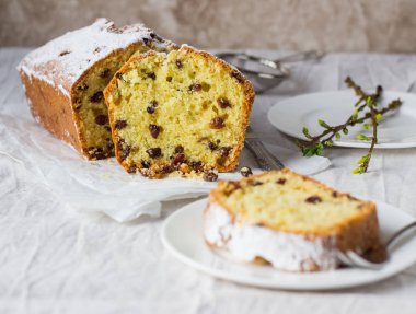Kuru üzüm Ekmek pasta. Rustik tarzı.