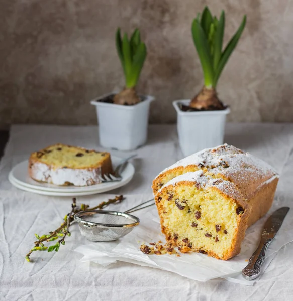 Rosinenbrotkuchen Rustikaler Stil — Stockfoto