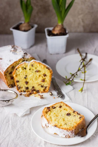Rozijnen Brood Cake Rustieke Stijl — Stockfoto