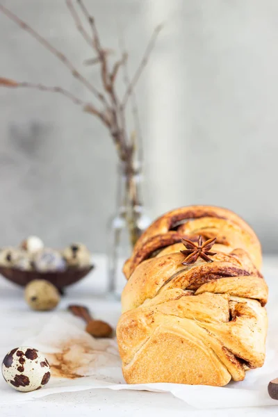 Tarçınlı Babka Yoksa Kremalı Çörek Tarçınlı Ekmek Povitica Geleneksel Polonya — Stok fotoğraf