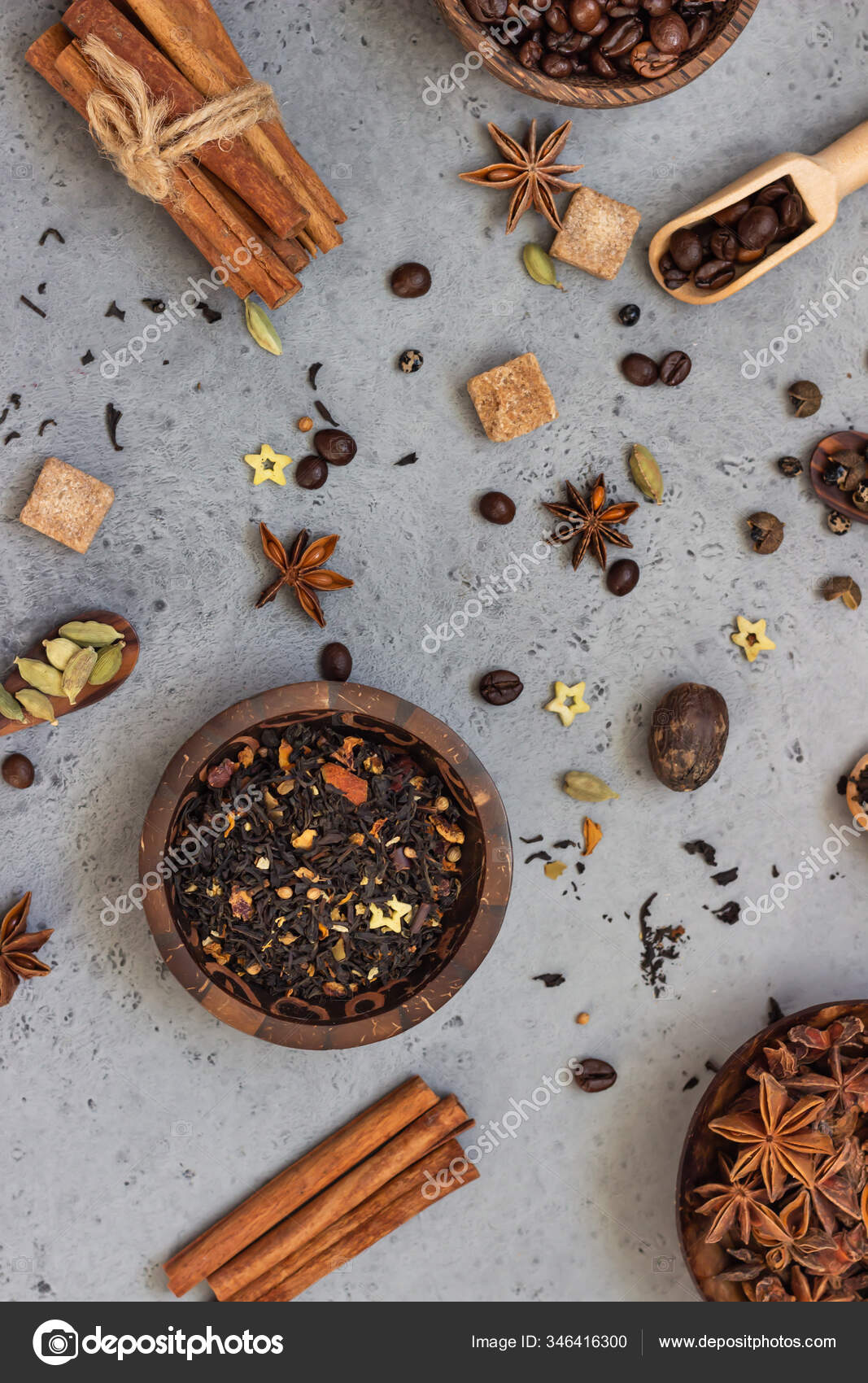 Ingredients Making Spicy Indian Masala Chai Tea Coffee Dried Black ...