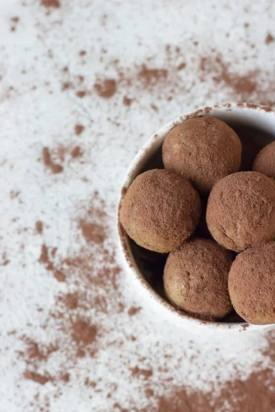 Bolas Energía Vegana Cruda Con Cacao Polvo Garbanzos Mantequilla Maní — Foto de Stock