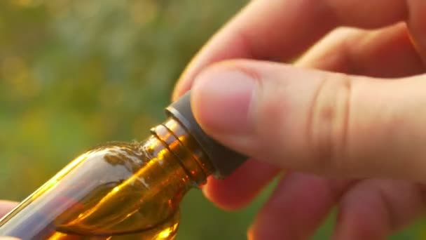 Herbal Medicine Bottle Hand — Stock Video