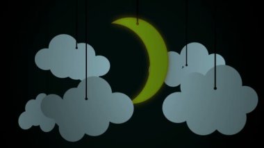 Cartoony ay ve bulutlar kavramı