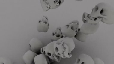 yere düşen ürkütücü kafatasları