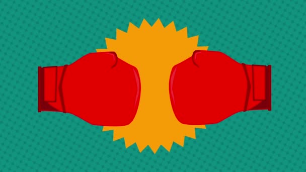 Boxerské Rukavice Kreslené Animace — Stock video