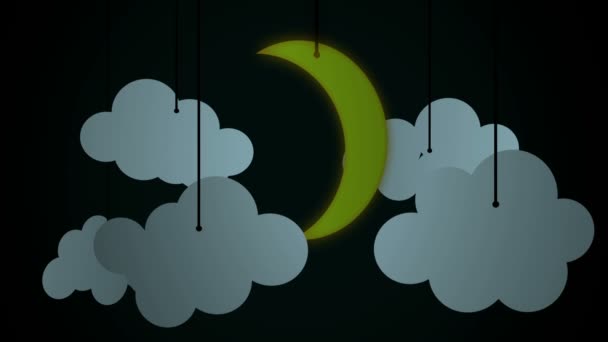 Cartoony Moon Clouds Concept — Stock Video