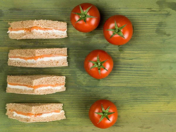 Smoked Salmon Sandwiches in Brown Bread — Stock Photo, Image