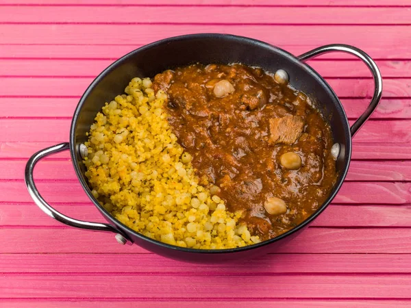 Lamb Tagine With Couscous and Chickpeas — Stock Photo, Image