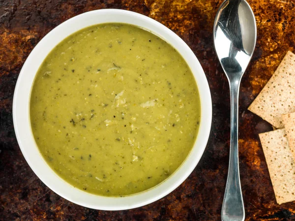 Bowl of Pea and Mint Soup Stock Picture