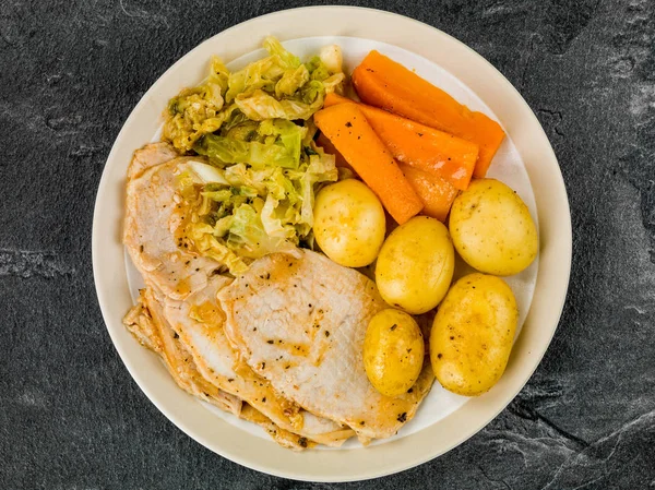 Roast Pork and Vegetables Sunday Lunch — Stock Photo, Image