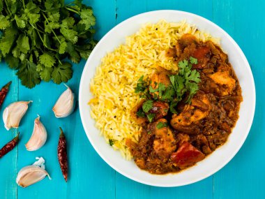 Chicken Jalfrezi Curry With Basmati Spiced Rice clipart