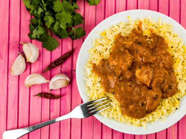 Pollo Tikka Masala Curry con riso Basmati — Foto Stock