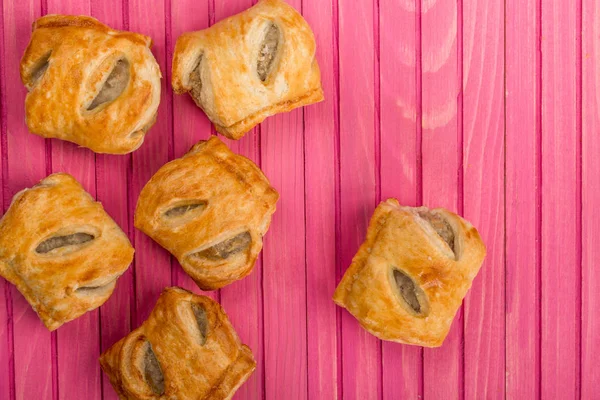 Pile Stack or Selection of Sausage Rolls Savoury Snacks — Stock Photo, Image