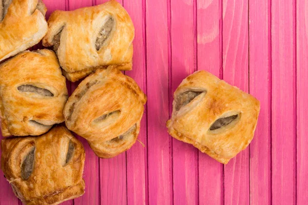Pile Stack or Selection of Sausage Rolls Savoury Snacks — Stock Photo, Image