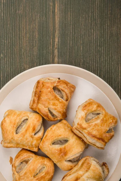 Pile Stack or Selection of Sausage Rolls Savoury Snacks — Stock Photo, Image