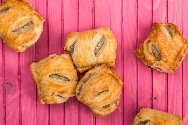 Pile Stack or Selection of Sausage Rolls Savoury Snacks — Stock Photo, Image