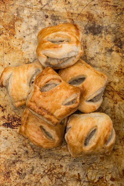 Pile Stack or Selection of Sausage Rolls Savoury Snacks — Stock Photo, Image