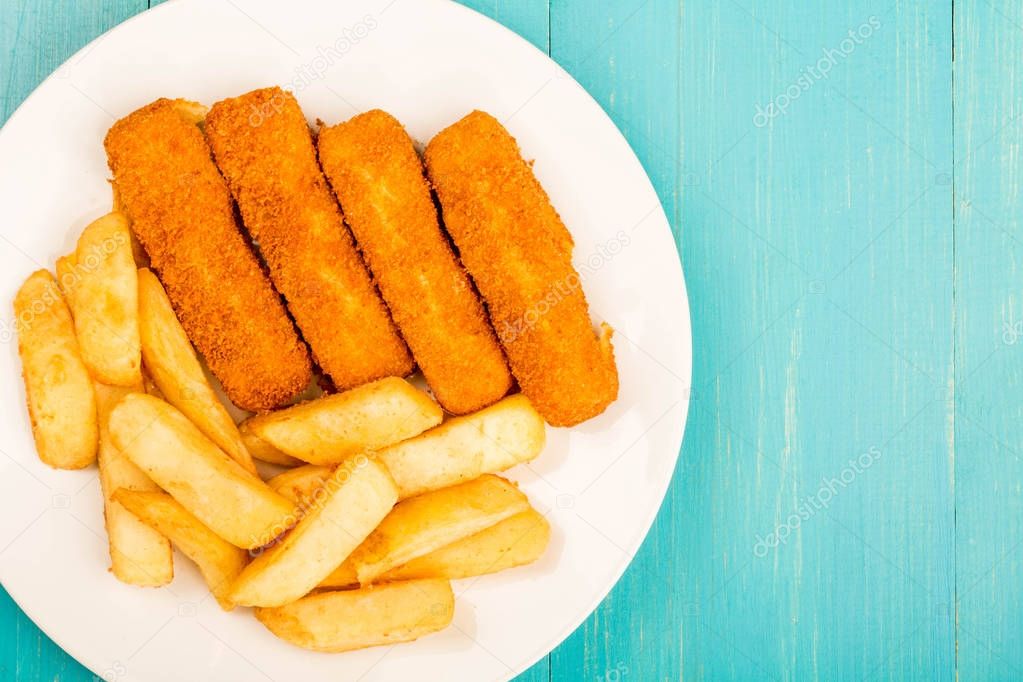 Grilled Cod Fish Fingers With Chunky Chips