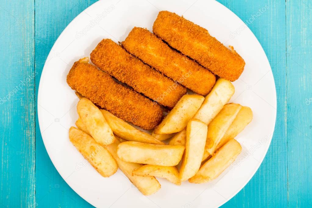 Grilled Cod Fish Fingers With Chunky Chips