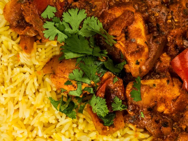 印度香米 Jalfrezi 咖喱鸡饭五香大米 — 图库照片