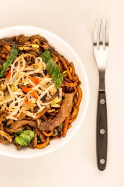 Çin stili Wok tava Shanghai Beef noodle