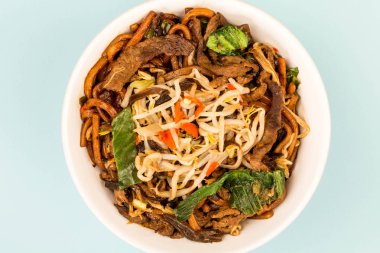 Çin stili Wok tava Shanghai Beef noodle