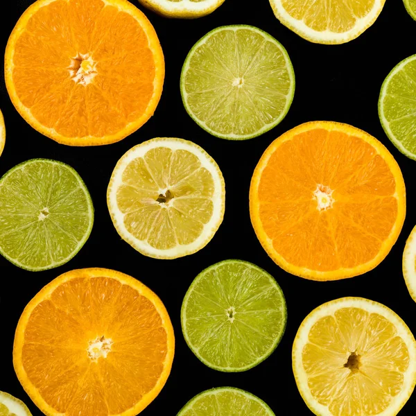Potongan Jeruk Lemon Dan Limes Buah — Stok Foto