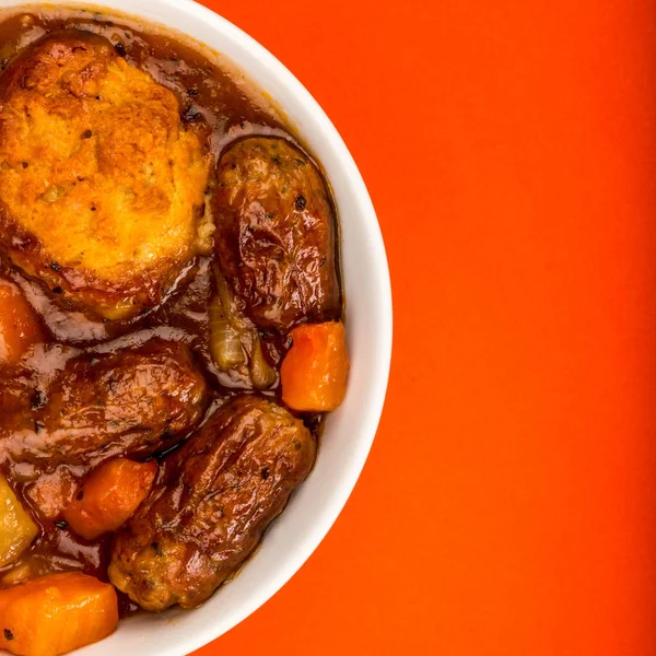 Traditional British Lincolnshire Sausage Cobbler — Stock Photo, Image