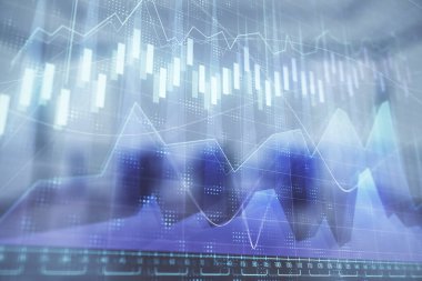 Konferans odası arka planda hisse senedi piyasası grafik Multi pozlama. Finansal analiz konsepti