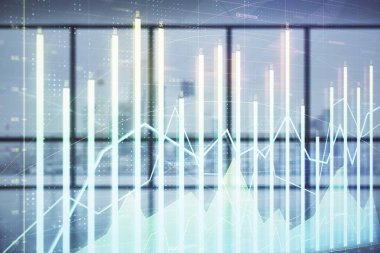 Boş oda içi arka planında iki kat mali şemaya maruz kalmış. Eski pazar kavramı.