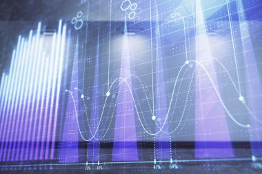 Boş oda iç arka planda mali grafik çift pozlama. Forex piyasası konsepti.