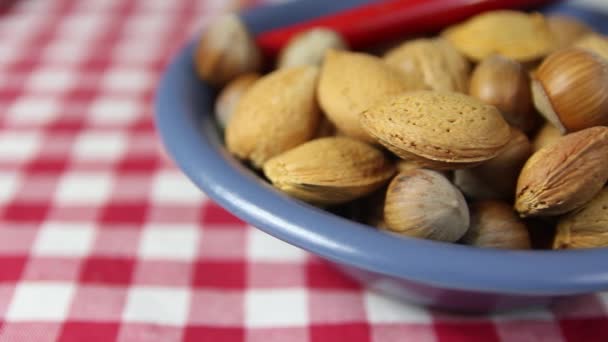 Грецкие орехи, миндаль — стоковое видео