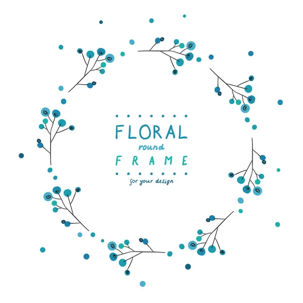 Floral γύρο πλαίσιο χαριτωμένο doodle — Διανυσματικό Αρχείο