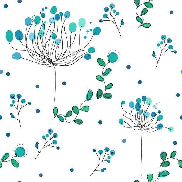 Söta doodle sömlös blommönster — Stock vektor