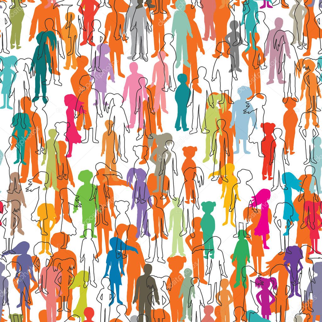 colorful seamless pattern with people