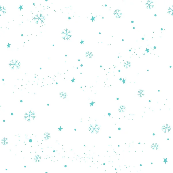 クリスマスの星や雪のシームレス パターン — ストックベクタ