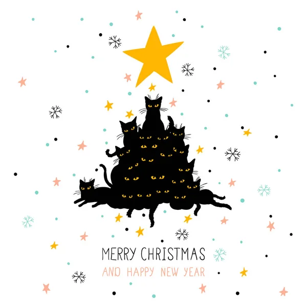 Рождественская елка из кошек — стоковый вектор